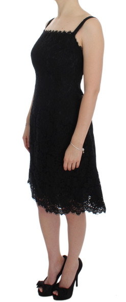 Dolce & Gabbana Black Floral Lace Shift Knee Length Dress Dolce & Gabbana Black Floral Lace Shift Knee Length Dress
