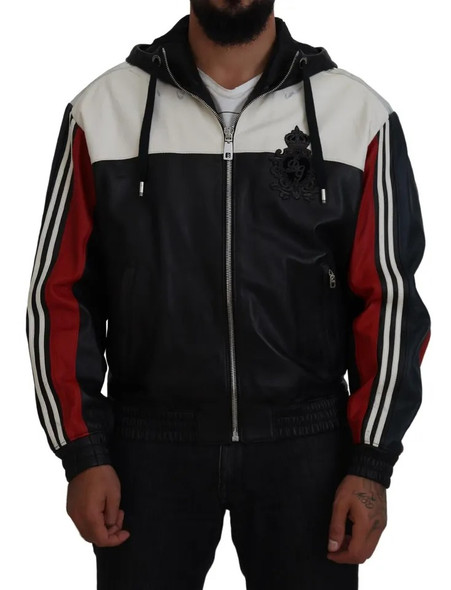 Dolce & Gabbana Black Leather Hooded Blouson Coat Jacket JKT3602 Dolce & Gabbana Black Leather Hooded Blouson Coat Jacket JKT3602