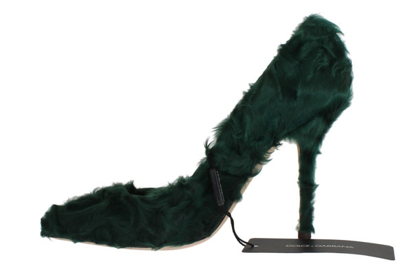 Green Xiangao Lamb Fur Leather Pumps Green Xiangao Lamb Fur Leather Pumps