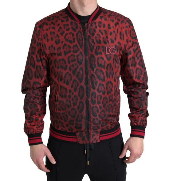 Dolce & Gabbana Red Leopard Bomber Short Coat Jacket JKT3639 Dolce & Gabbana Red Leopard Bomber Short Coat Jacket JKT3639