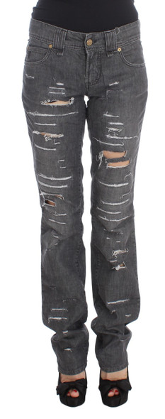 Gray Wash Cotton Torn Straight Fit Jeans Gray Wash Cotton Torn Straight Fit Jeans