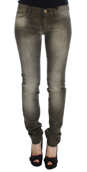 Gray Wash Cotton Blend Slim Fit Jeans Gray Wash Cotton Blend Slim Fit Jeans