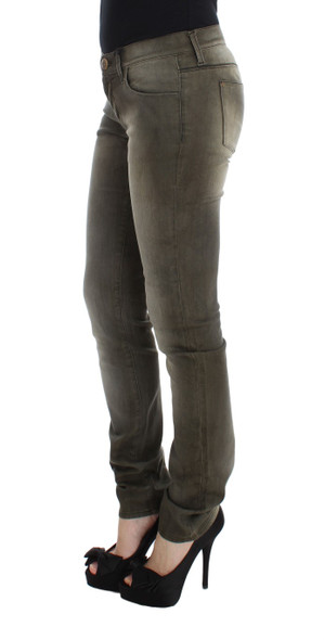 Ermanno Scervino Gray Wash Cotton Blend Slim Fit Jeans Ermanno Scervino Gray Wash Cotton Blend Slim Fit Jeans