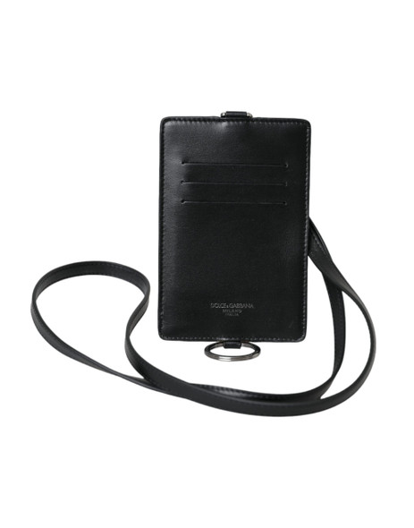Dolce & Gabbana Black Calf Leather Lanyard Logo Card Holder Men Wallet Dolce & Gabbana Black Calf Leather Lanyard Logo Card Holder Men Wallet