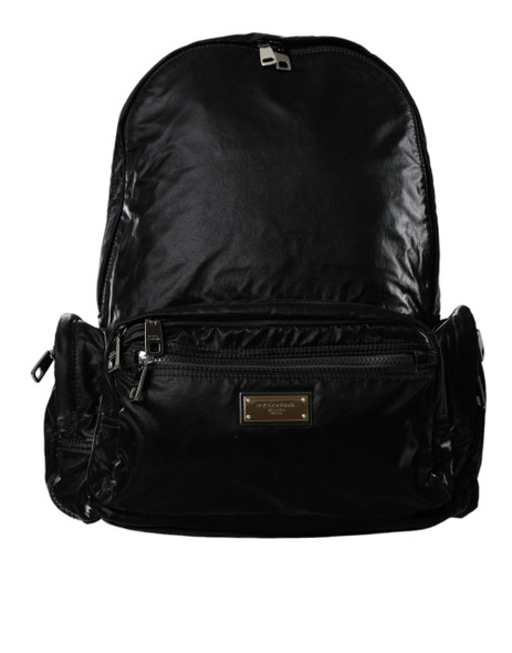 Black Patent Leather Logo Plaque Backpack Bag Black Patent Leather Logo Plaque Backpack Bag