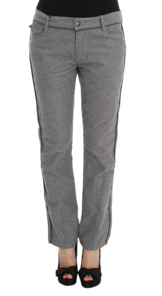 Ermanno Scervino Gray Cotton Straight Fit Casual Pants Ermanno Scervino Gray Cotton Straight Fit Casual Pants
