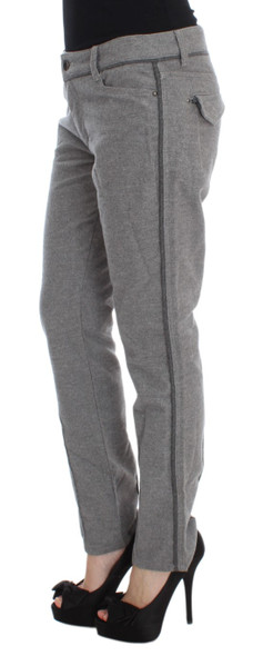 Ermanno Scervino Gray Cotton Straight Fit Casual Pants Ermanno Scervino Gray Cotton Straight Fit Casual Pants
