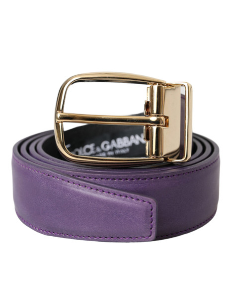 Dolce & Gabbana Purple Leather Gold Metal Buckle Belt Men Dolce & Gabbana Purple Leather Gold Metal Buckle Belt Men