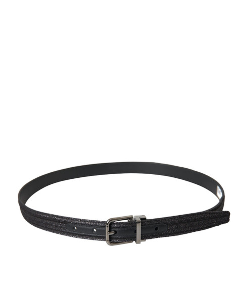 Black Jacquard Stripes Silver Metal Buckle Belt Black Jacquard Stripes Silver Metal Buckle Belt
