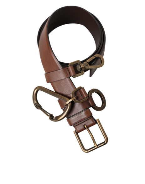 Dolce & Gabbana Brown Calf Leather Gold Metal Buckle Belt Men Dolce & Gabbana Brown Calf Leather Gold Metal Buckle Belt Men