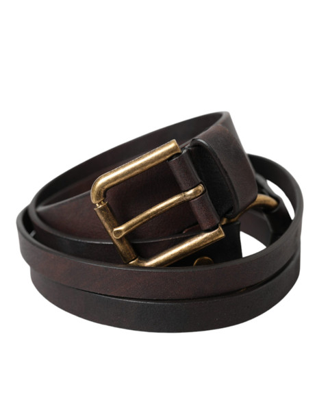Dark Brown Leather Gold Metal Buckle Women Belt Dark Brown Leather Gold Metal Buckle Women Belt