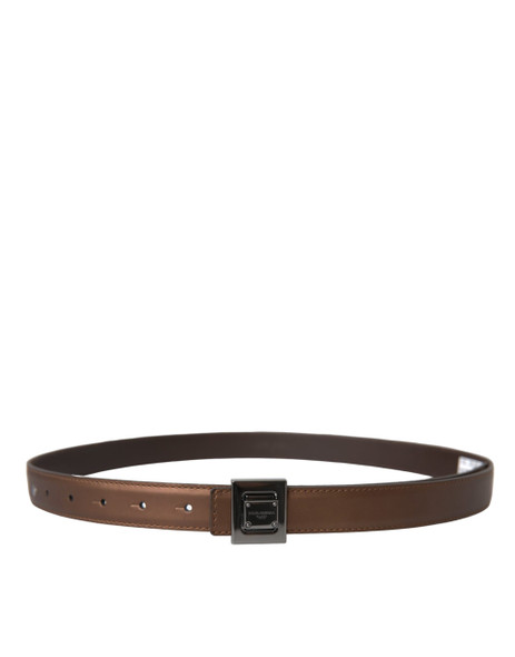 Dolce & Gabbana Bronze Leather Square Metal Buckle Belt Dolce & Gabbana Bronze Leather Square Metal Buckle Belt