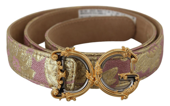 Pink Jaquard DG Logo Gold Metal Buckle Belt Pink Jaquard DG Logo Gold Metal Buckle Belt