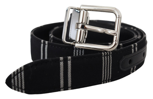Dolce & Gabbana Black White Cotton Metal Silver Buckle Belt Dolce & Gabbana Black White Cotton Metal Silver Buckle Belt