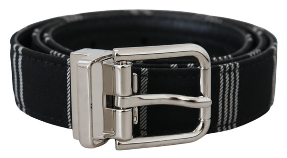 Dolce & Gabbana Black White Cotton Metal Silver Buckle Belt Dolce & Gabbana Black White Cotton Metal Silver Buckle Belt