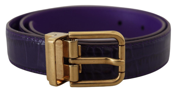 Dolce & Gabbana Purple Exotic Leather Gold Metal Buckle Belt Dolce & Gabbana Purple Exotic Leather Gold Metal Buckle Belt