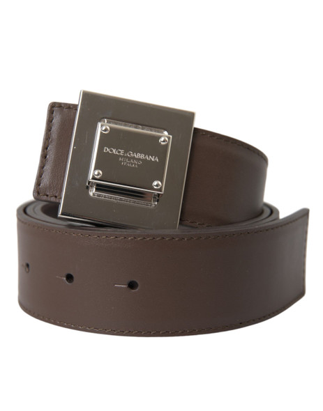 Dolce & Gabbana Brown Calf Leather Square Metal Buckle Belt Dolce & Gabbana Brown Calf Leather Square Metal Buckle Belt