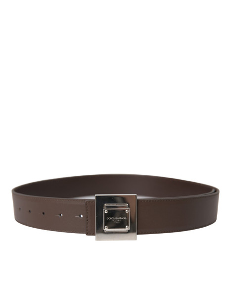 Dolce & Gabbana Brown Calf Leather Square Metal Buckle Belt Dolce & Gabbana Brown Calf Leather Square Metal Buckle Belt