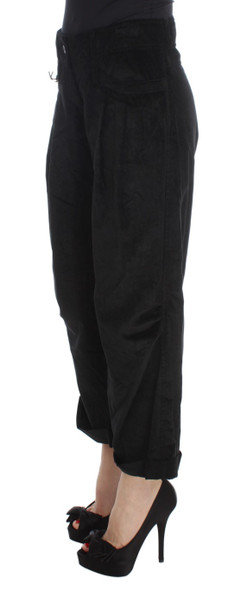 Ermanno Scervino Black Velvet Cotton Capri Bootcut Pants Ermanno Scervino Black Velvet Cotton Capri Bootcut Pants