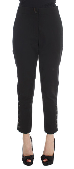 Black Cotton Blend Capri Cropped Pants Black Cotton Blend Capri Cropped Pants