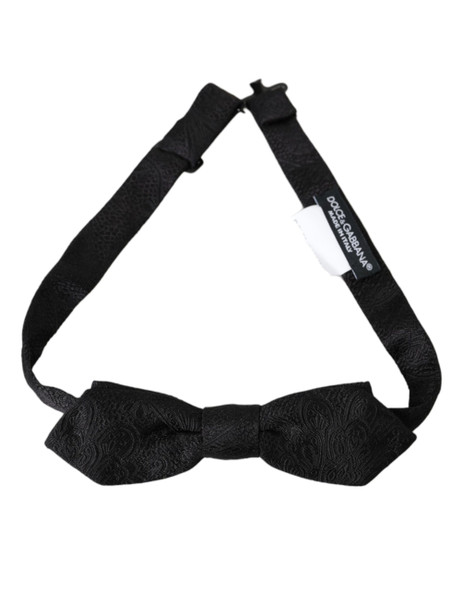 Black Brocade Silk Adjustable Neck Bow Tie Black Brocade Silk Adjustable Neck Bow Tie