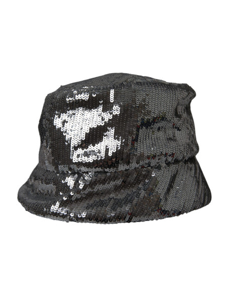 Dolce & Gabbana Silver Sequined Nylon Bucket Hat Men Dolce & Gabbana Silver Sequined Nylon Bucket Hat Men