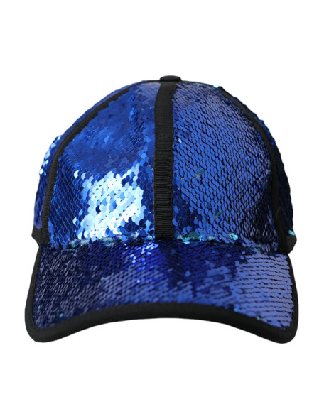 Dolce & Gabbana Royal Blue Sequin Baseball Hat Men Dolce & Gabbana Royal Blue Sequin Baseball Hat Men