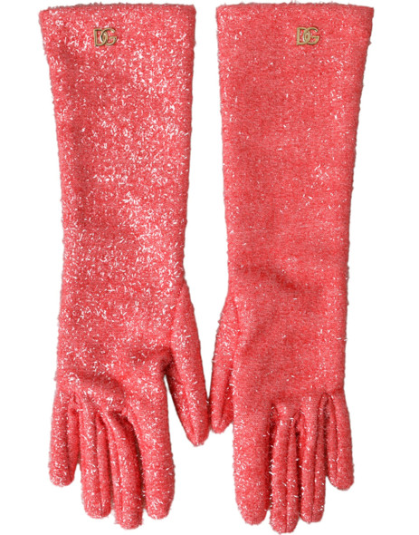 Pink Lurex Fantasia Mid Arm Length Gloves Pink Lurex Fantasia Mid Arm Length Gloves