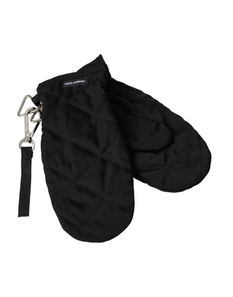 Black Quilted Nylon Wrist Length Mitten Gloves Black Quilted Nylon Wrist Length Mitten Gloves