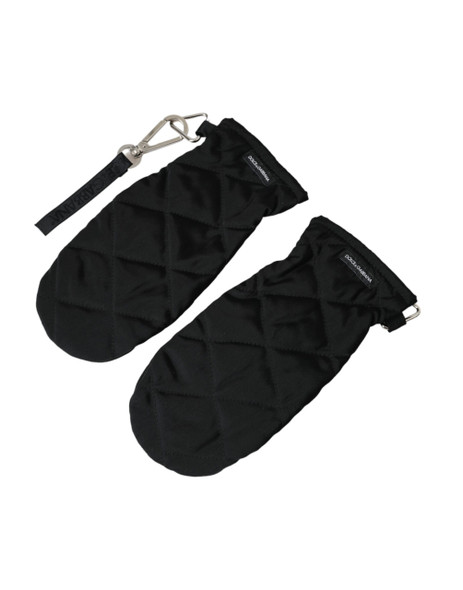 Black Quilted Nylon Wrist Length Mitten Gloves Black Quilted Nylon Wrist Length Mitten Gloves