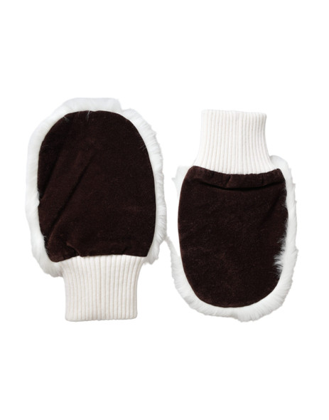 White Acrylic Knitted Fur Wrist Mitten Gloves White Acrylic Knitted Fur Wrist Mitten Gloves