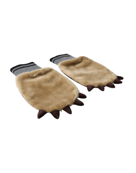 Beige Acrylic Knitted Fur Wrist Mitten Gloves Beige Acrylic Knitted Fur Wrist Mitten Gloves