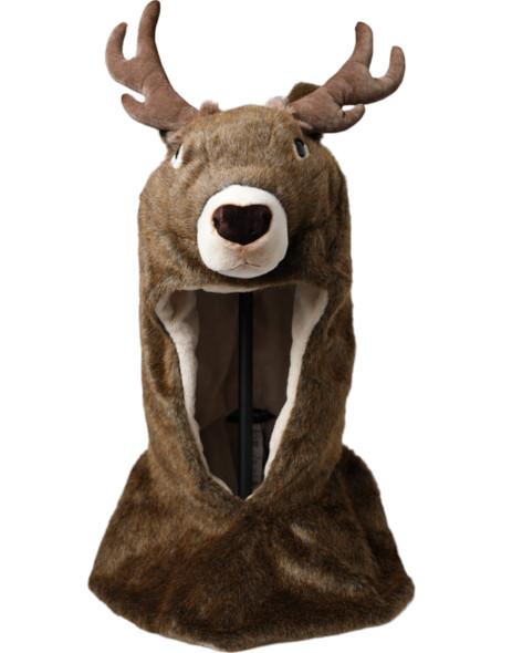 Dolce & Gabbana Brown Deer Faux Fur Whole Head Hat Dolce & Gabbana Brown Deer Faux Fur Whole Head Hat