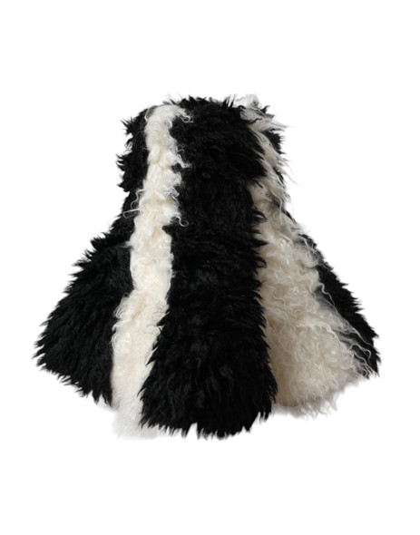 Black White Stripes Mohair Fur Bucket Hat Black White Stripes Mohair Fur Bucket Hat