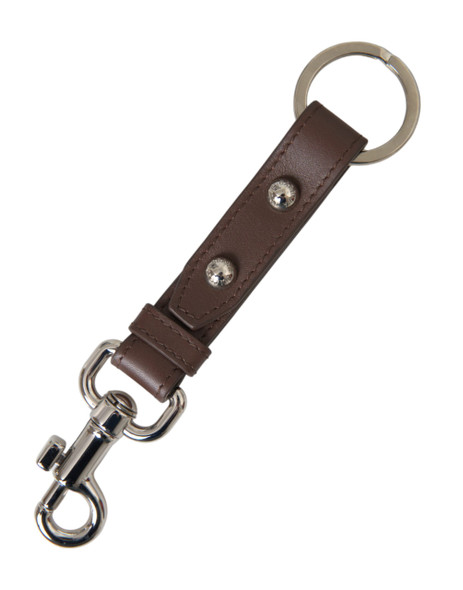 Brown Plain Leather Silver Brass Keyring Holder Keychain Brown Plain Leather Silver Brass Keyring Holder Keychain