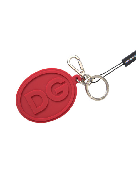 Red Rubber DG Logo Silver Brass Metal Keyring Keychain SMY10274 Red Rubber DG Logo Silver Brass Metal Keyring Keychain SMY10274