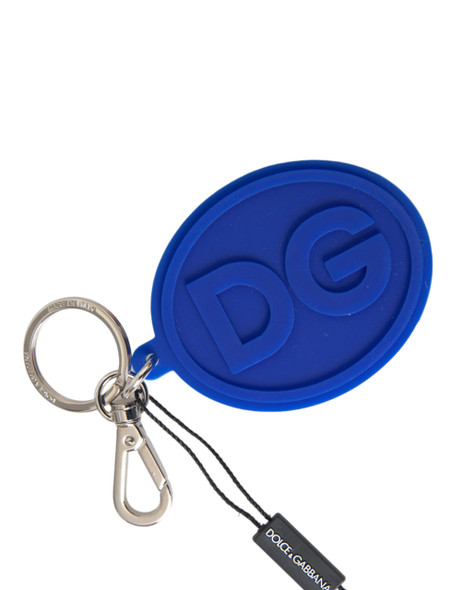 Blue Rubber DG Logo Silver Brass Metal Keyring Keychain SMY10275 Blue Rubber DG Logo Silver Brass Metal Keyring Keychain SMY10275