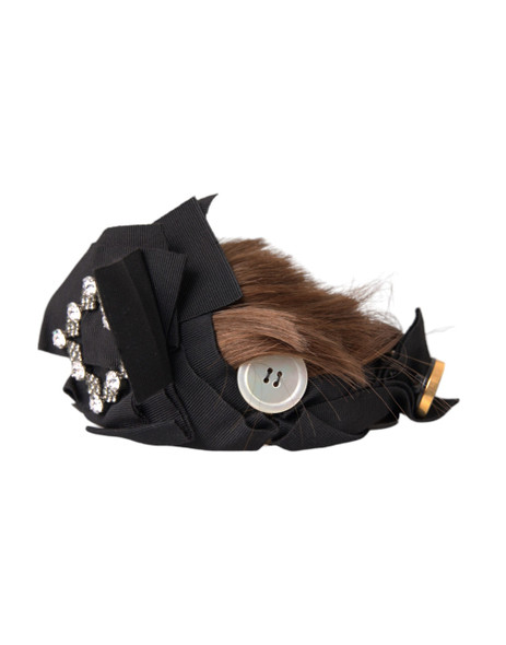 Black Crystal Button Brown Hair Women Headband Diadem Black Crystal Button Brown Hair Women Headband Diadem