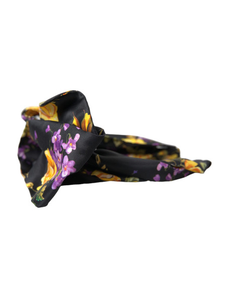 Black Floral Applique Silk Women Headband Diadem Black Floral Applique Silk Women Headband Diadem