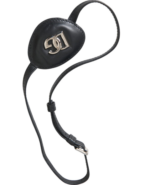 Black Calfskin Leather Metal DG Logo Eye Patch Black Calfskin Leather Metal DG Logo Eye Patch