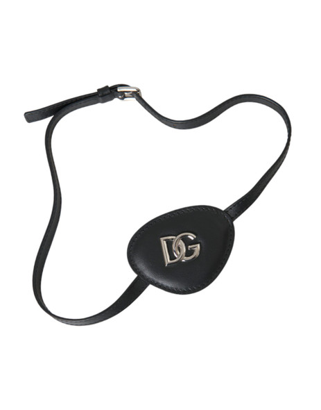Black Calfskin Leather Metal DG Logo Eye Patch SMY10280 Black Calfskin Leather Metal DG Logo Eye Patch SMY10280