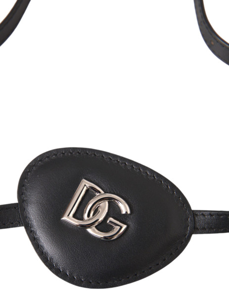 Black Calfskin Leather Metal DG Logo Eye Patch SMY10280 Black Calfskin Leather Metal DG Logo Eye Patch SMY10280