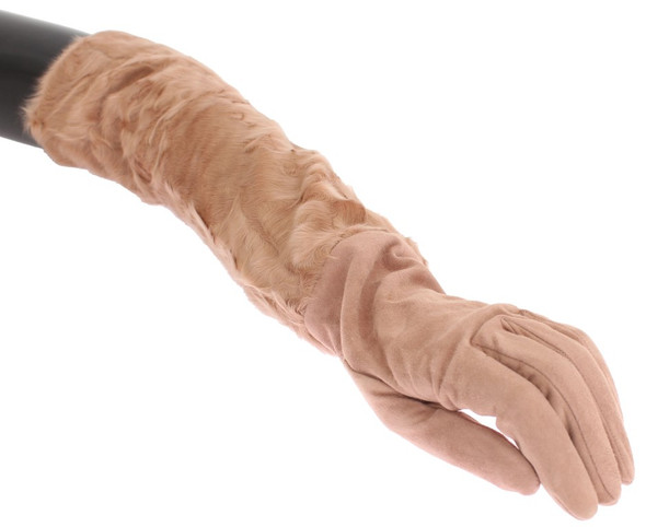 Beige Suede Xiangao Fur Elbow Gloves Beige Suede Xiangao Fur Elbow Gloves