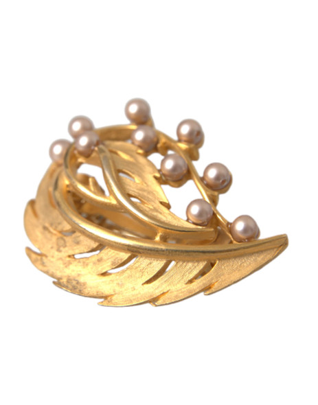 Gold Brass Leaf Embellished Jewelry Brooch Hair Pin Gold Brass Leaf Embellished Jewelry Brooch Hair Pin