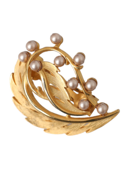 Dolce & Gabbana Gold Brass Leaf Embellished Jewelry Brooch Hair Pin Dolce & Gabbana Gold Brass Leaf Embellished Jewelry Brooch Hair Pin