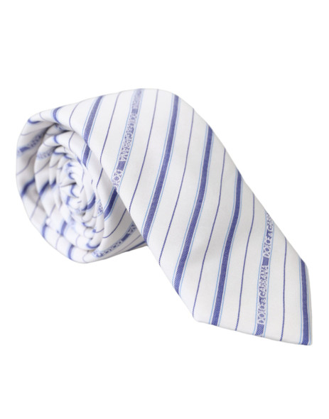 White Blue Stripes Silk Adjustable Tie White Blue Stripes Silk Adjustable Tie