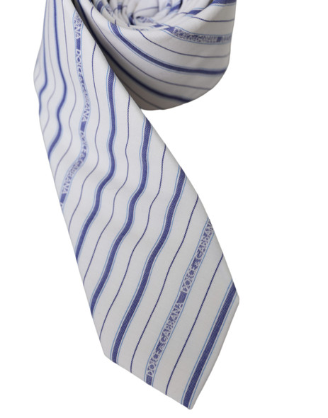 White Blue Stripes Silk Adjustable Tie White Blue Stripes Silk Adjustable Tie