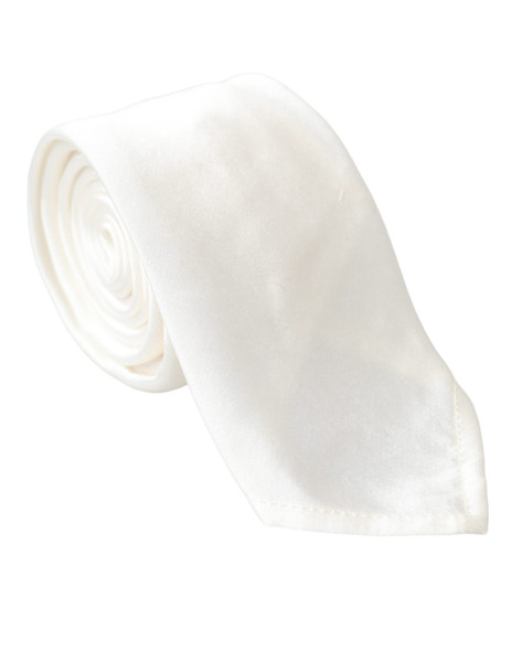 White Silk Blend Adjustable Tie Men White Silk Blend Adjustable Tie Men