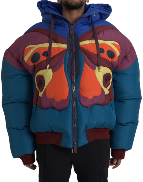 Dolce & Gabbana Multicolor Butterfly Hooded Puffer Jacket Dolce & Gabbana Multicolor Butterfly Hooded Puffer Jacket