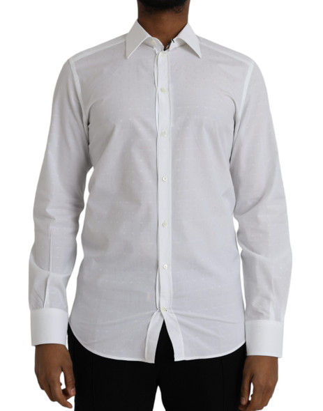 Dolce & Gabbana White Logo Cotton Men Dress GOLD Shirt Dolce & Gabbana White Logo Cotton Men Dress GOLD Shirt